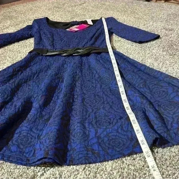 Candie's Juniors Double Knit Rose black and blue Skater Dress size Small - Picture 8 of 11